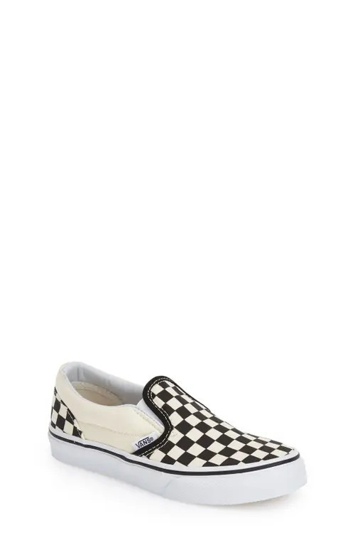 Vans Kids' Classic Checker Slip-On in Checkerboard/White/Black at Nordstrom, Size 2.5 M | Nordstrom