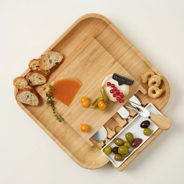 Hidden Compartment Cheese Board w/Knives | UncommonGoods