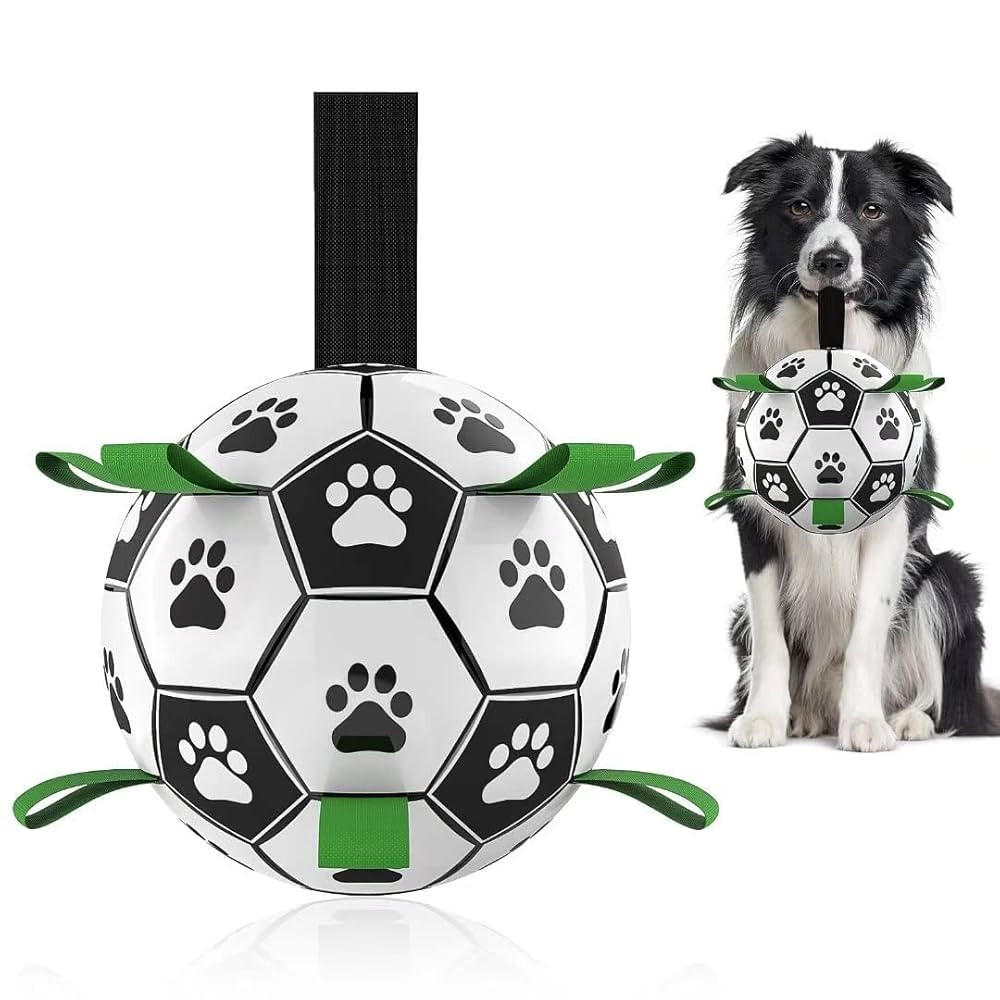 QDAN Dog Toys Balls, Dog Soccer Ball with Straps, Dog Birthday Gifts, Herding Ball, Durable Dogs ... | Amazon (US)