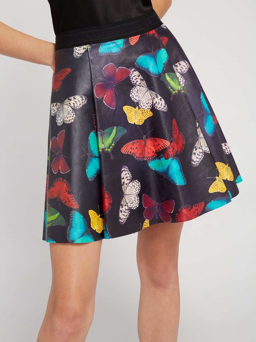 VERNON BUTTERFLY LEATHER SKIRT | Alice + Olivia | Alice + Olivia