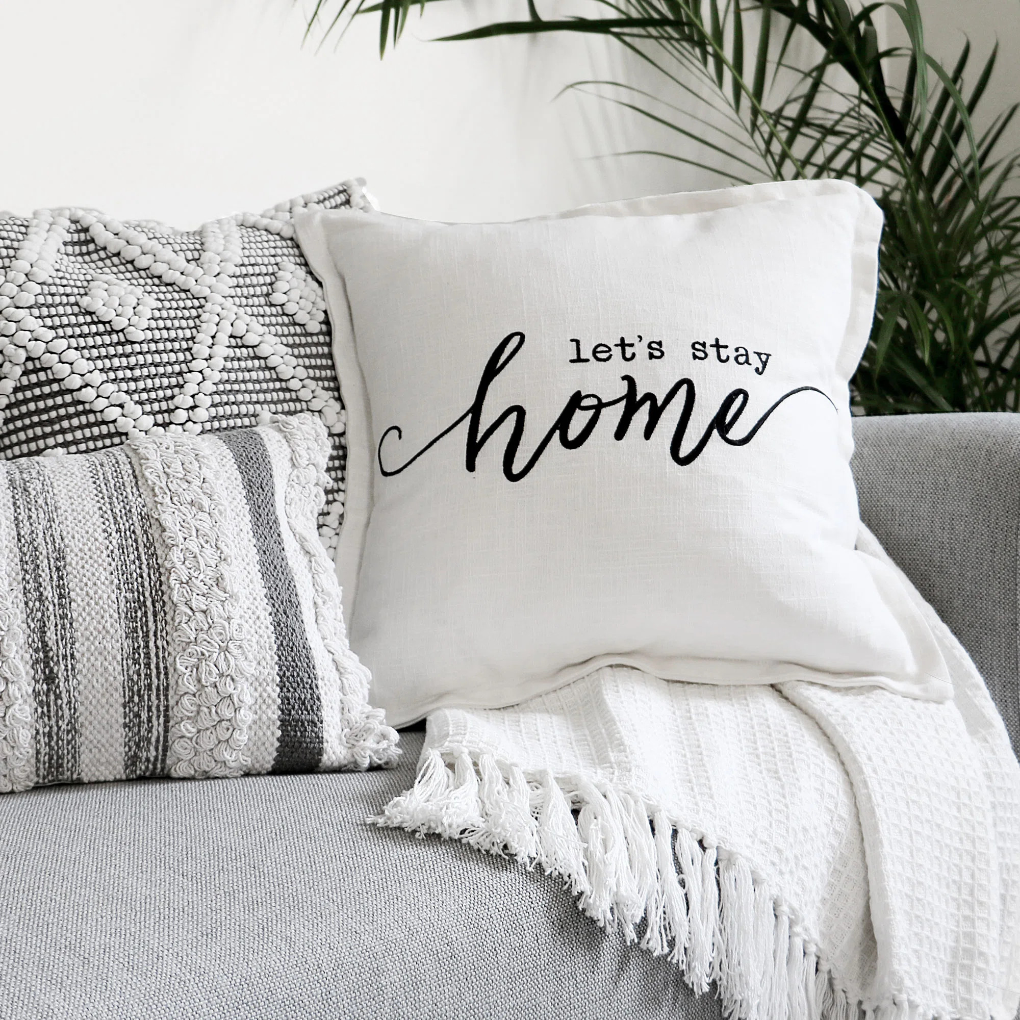 Lush Decor Reyna Let's Stay Home Square Cotton Pillow Cover | Wayfair | Wayfair North America