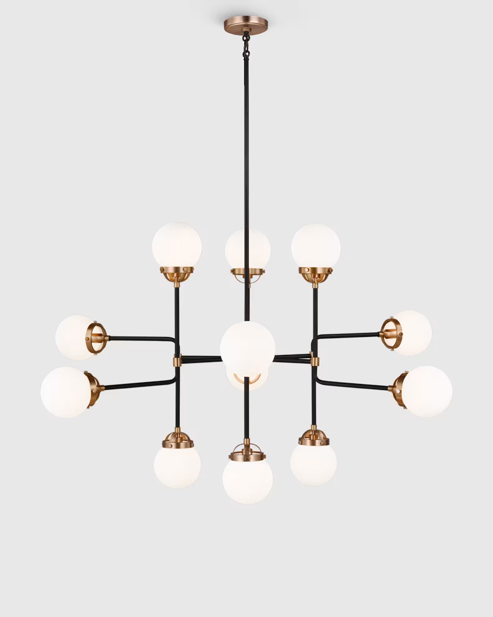 Multi Glass Globe Steel Chandelier in Black | Quince