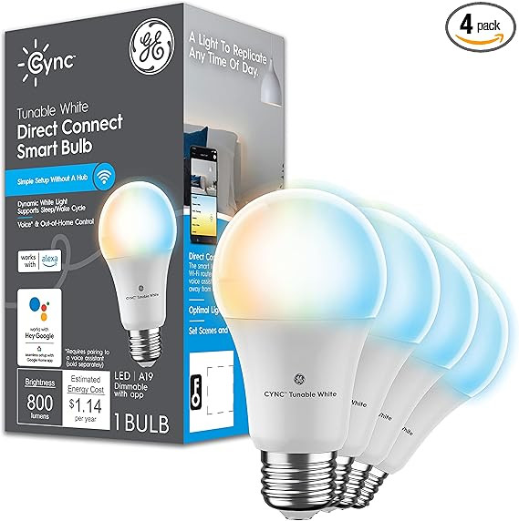 Amazon.com: GE CYNC Smart LED Light Bulbs, Tunable White, Bluetooth and W-Fi Lights, Compatible w... | Amazon (US)
