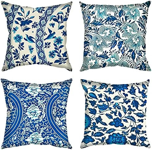 Blue and White Porcelain Throw Pillow Cover Cushion Covers Traditional Chinese Calligraphy Cultur... | Amazon (US)