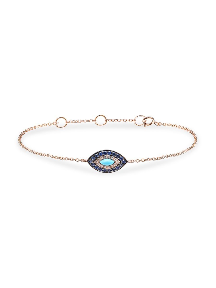 Marbella 18K Rose Gold & 0.5 TCW Diamond Evil Eye Bracelet | Saks Fifth Avenue