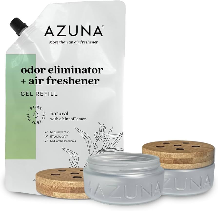 Azuna Air Freshener & Odor Eliminator Gel 2 Room Kit, Includes (2) 8 oz. Unfilled Luxe Glass Jars... | Amazon (US)
