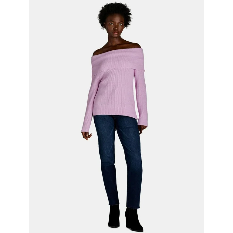 Time and Tru Women's and Women's Plus Off Shoulder Sweater, Sizes XS-4X | Walmart (US)