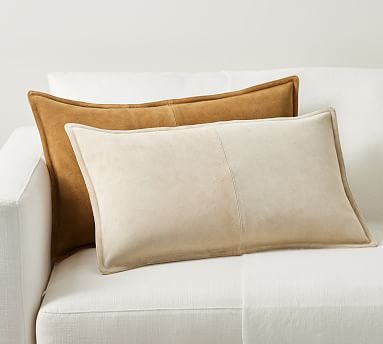 Pieced Suede Lumbar Pillow Cover | Pottery Barn (US)
