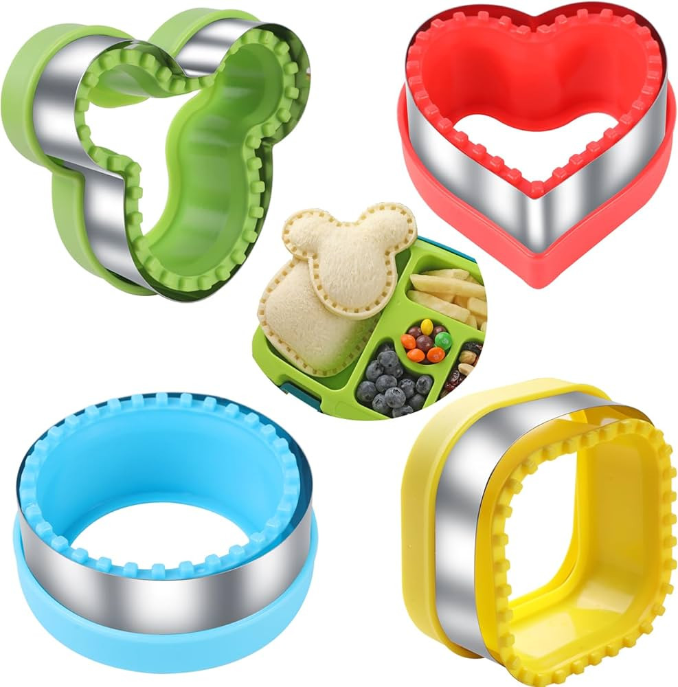 Sandwich Cutter 4 Pieces 4 Inches Uncrustable Maker Sandwich Cutters for Kids Lunch | Amazon (US)