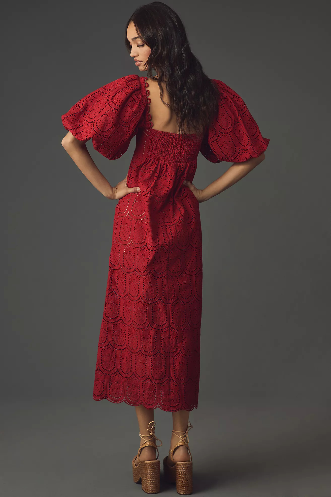 Farm Rio x Anthropologie Pineapple Eyelet Puff-Sleeve Square-Neck Maxi Dress | Anthropologie (US)