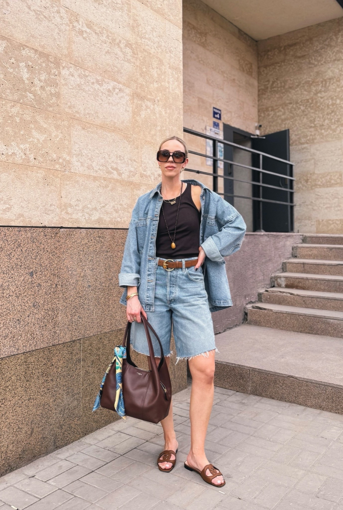 Summer outfit 2026, all denim outfit, denim bermuda shorts, summer vacation, Le Tanneur handbag (20% off right now!)

#LTKSeasonal #LTKOver40 #LTKTravel