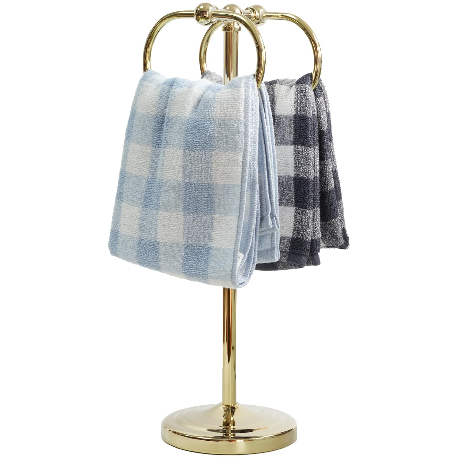 17''(44cm) Free Standing Towel Ring Holder Stainless Steel Bathroom Towel Rack with Double Ring H... | Amazon (US)