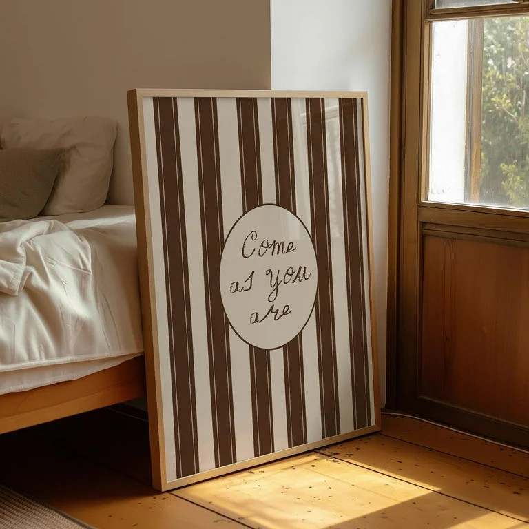 Come As You Are Art Poster, Vintage Brown And Beige Hand Drawn Strips Home Decor, Hand Written We... | Walmart (US)