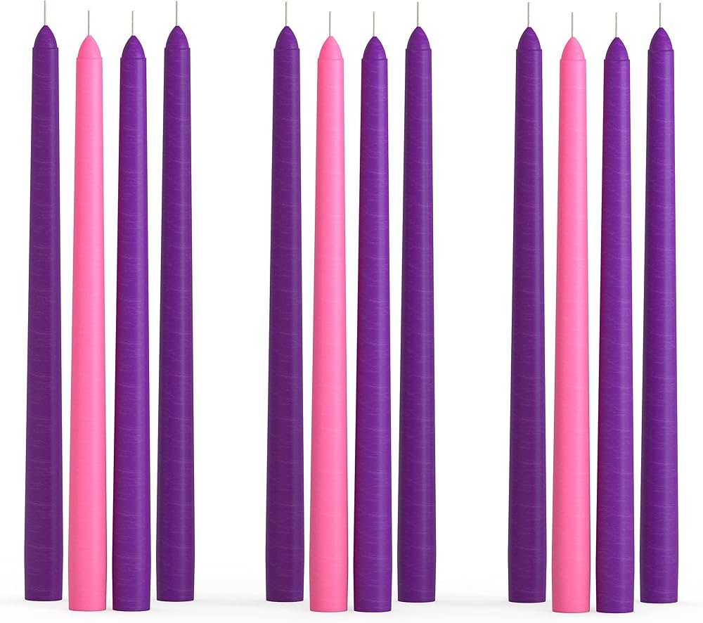 CANDWAX 12 inch Taper Advent Candles 3 Sets - Dripless Taper Candles and Unscented Candlesticks -... | Amazon (US)
