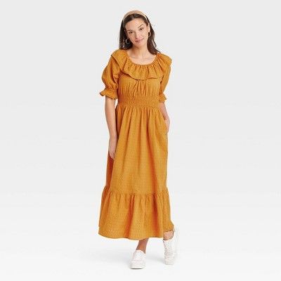 Women's Puff Short Sleeve Ruffle Collar Dress - Universal Thread™ | Target