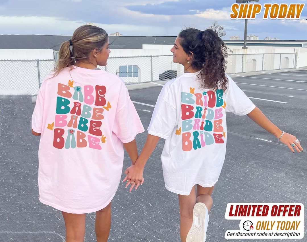 Retro Bachelorette Shirts, Bride Shirt, Bachelorette Party Shirts, Bride and Babe Shirts, Retro B... | Etsy (US)