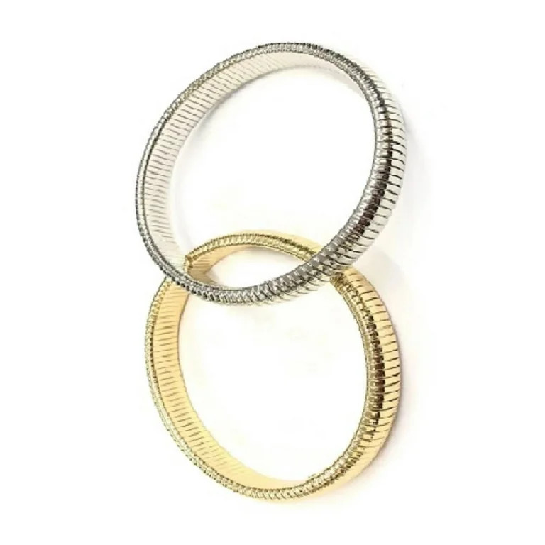 Time and Tru Silver and Goldtone Omega Bracelet Set, 2 Pieces - Walmart.com | Walmart (US)