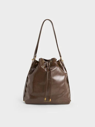 Dark Brown Neva Two-Way Bucket Bag | CHARLES & KEITH | Charles & Keith CA
