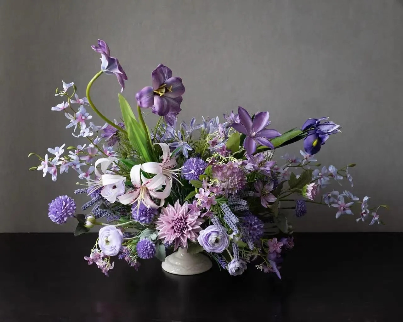 VICKY YAO - Luxury Purple Artificial Floral Arrangement | Wild Garden Style | Hotel Lobby Decor |Designer Faux Flowers |Statement Art Piece | Etsy (Global)