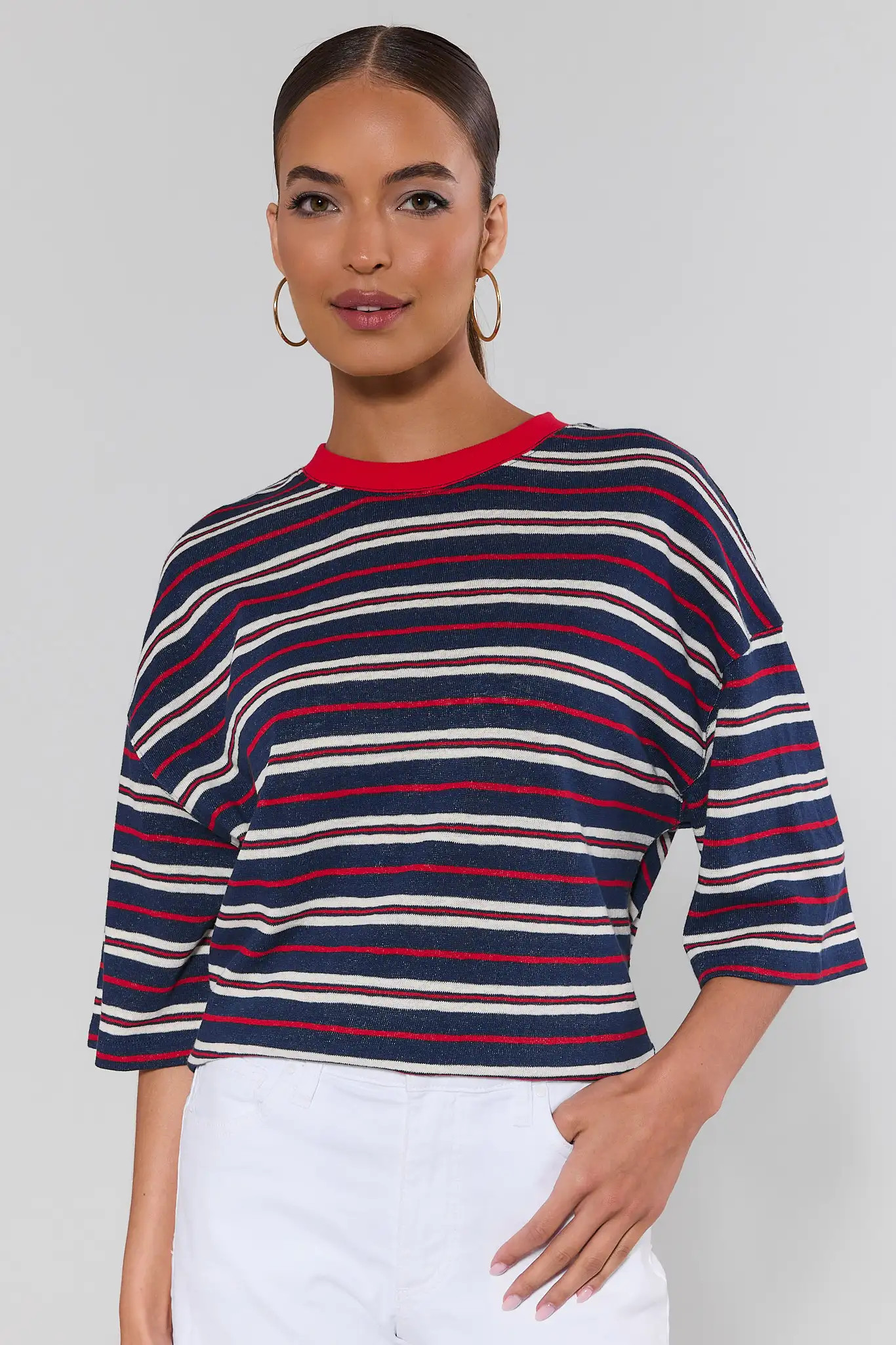 Mary Navy Striped Tee | Avara
