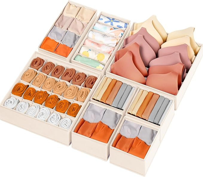 Drawer Organizer Clothes, 8 Pack Dresser Organizer Bins for Baby Clothes, Underwear Sock, Fabric ... | Amazon (US)