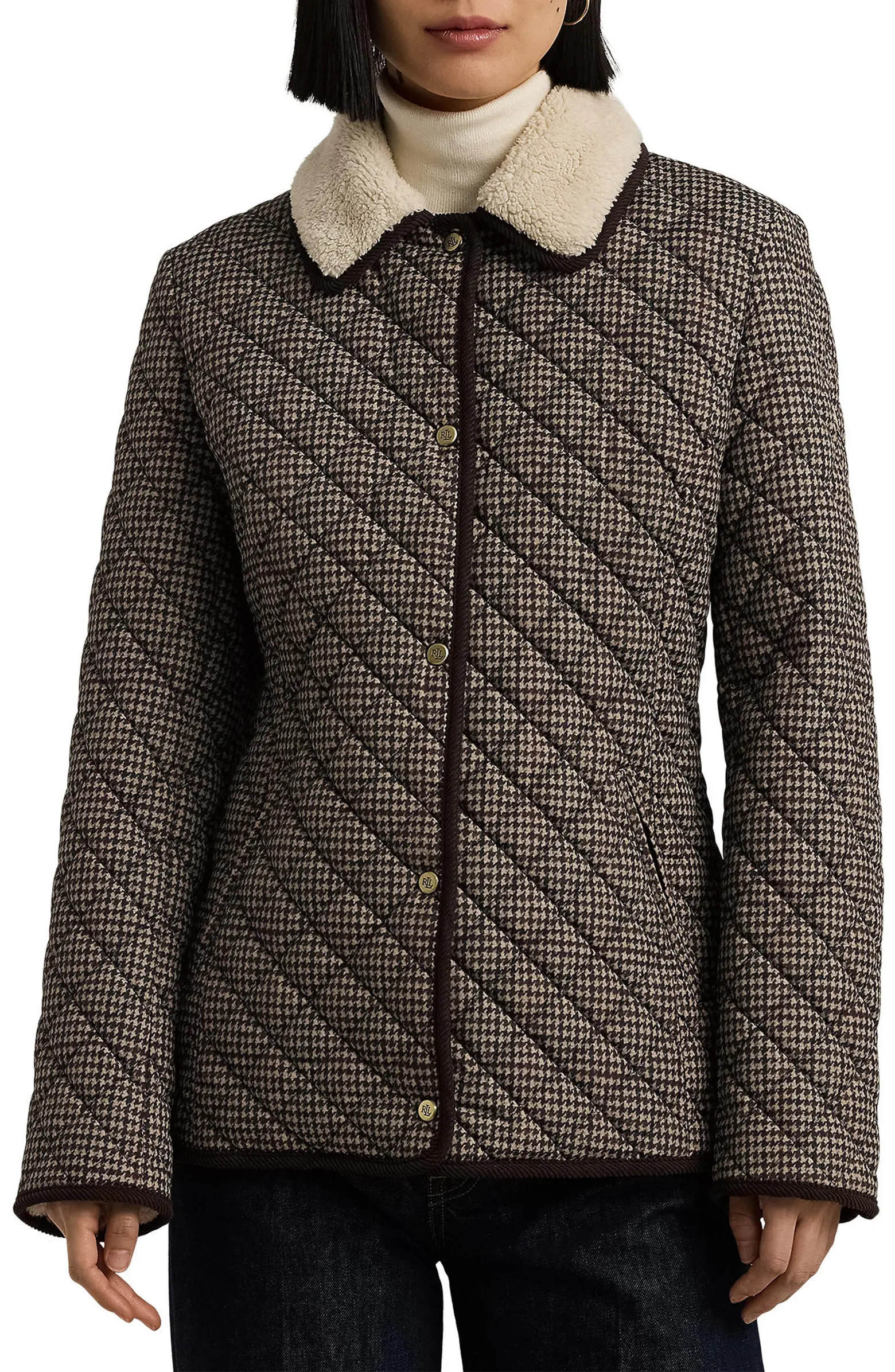 Lauren Ralph Lauren Quilted Blazer with Faux Shearling Lining | Nordstrom | Nordstrom