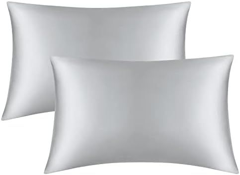 Satin Pillowcase for Hair and Skin, Set of 2 Silver Grey Silk Pillowcase Queen Satin Pillowcase w... | Amazon (US)