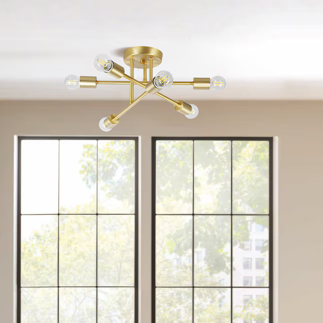 Origin 21 Shaye 6-Light 17-in Brushed Gold Semi mount light | Lowe's