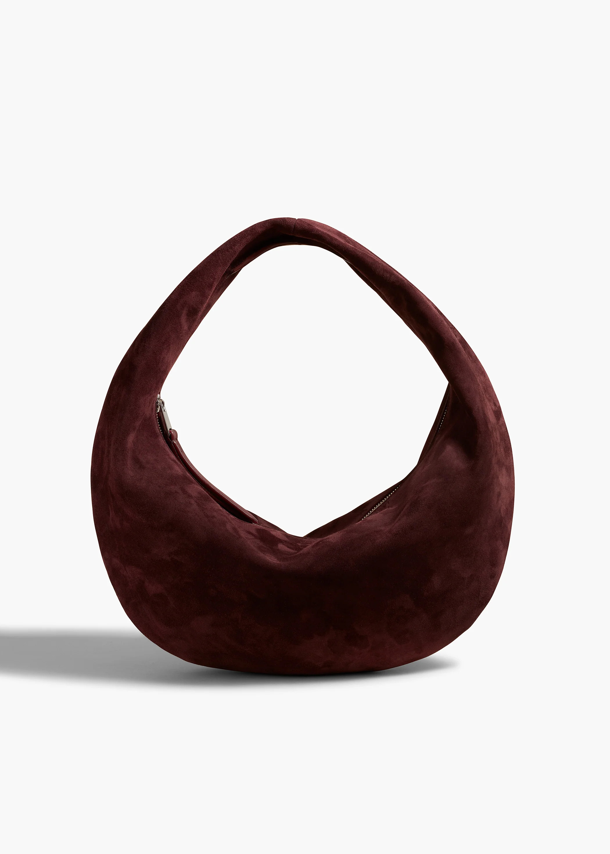 KHAITE - Medium Olivia Hobo In Rouge Noir Suede | Khaite