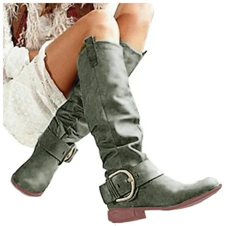 Boots for Women 2021 Women s Ladies Fashion Knee High Riding Boots Boots Thick Heels Leather Shoes | Walmart (US)