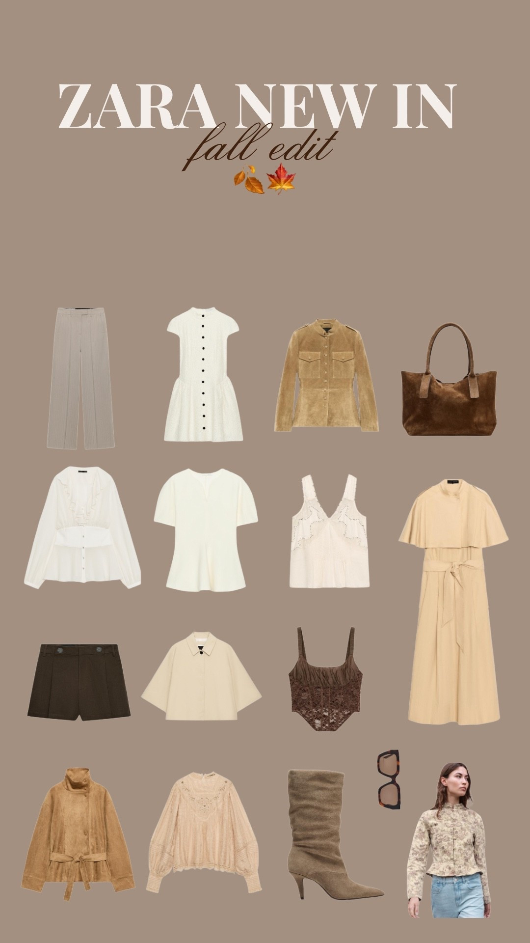 NEW IN ZARA Transitional Neutral Capsule 🍁🍂

My ultimate Zara new in edit for late summer and early autumn! 🤍 Mixing soft romantic lace blouses with elevated suede jackets, slouchy boots, and timeless neutral trousers for a chic boho-inspired capsule wardrobe.

#LTKFashionMonth #LTKeurope #LTKautumn