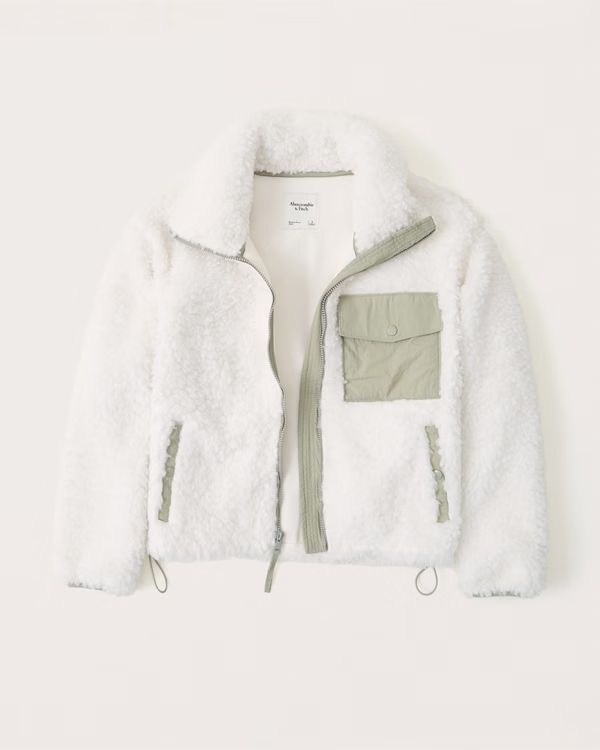 Women's Cinched Sherpa Full-Zip Jacket | Women's Tops | Abercrombie.com | Abercrombie & Fitch (US)