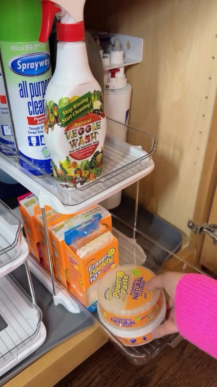 Keeping under the sink organized is a constant struggle! Once a month I spend 15-20 mins to organize and it lasts for a few days 🥹 love these acrylic pull out drawers, it's easy to find something rather than sticking your head inside when somethings lost! 
@amazonhome @amazon 

#LTKSaleAlert #LTKHome #LTKmomlife