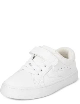 Toddler Boys Uniform Faux Lace Faux Leather Low Top Sneakers | The Children's Place  - WHITE | The Children's Place