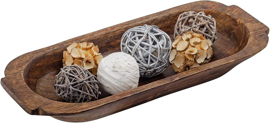 Mie Creations 16'' Large Wooden Dough Bowl for Decor, Huge Decorative Centerpiece Oval Rustic Dou... | Amazon (US)