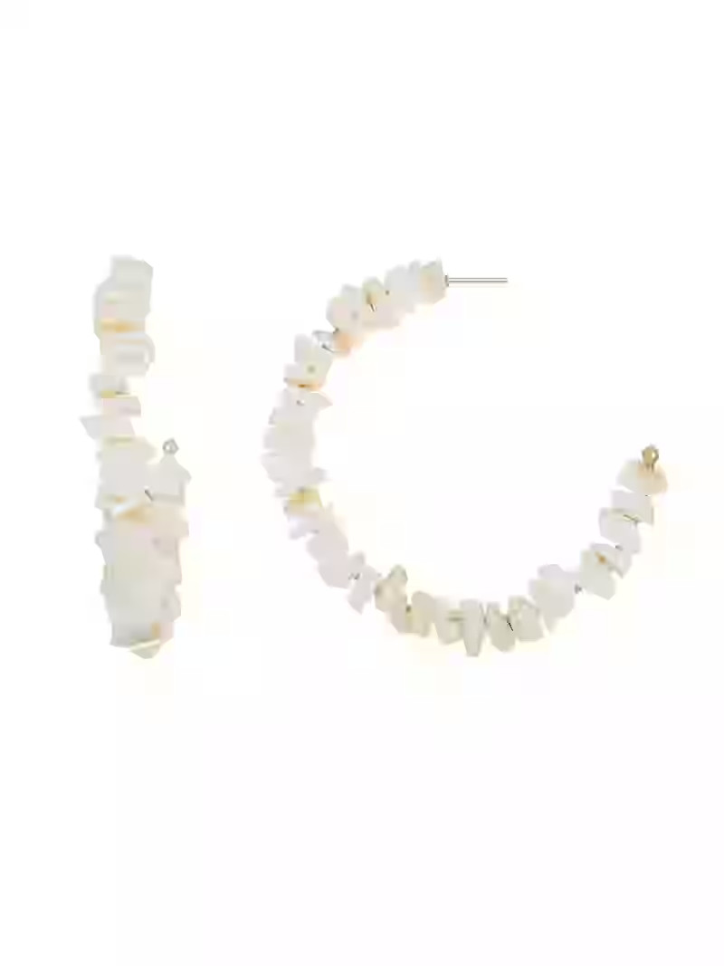 Time and Tru Mother-of-Pearl Stone Hoop Earring, 1 Pair | Walmart (US)