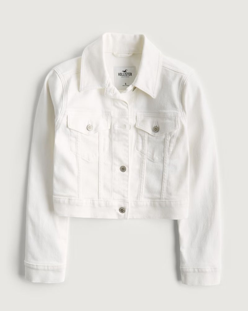 White Crop Denim Jacket | Hollister (US)