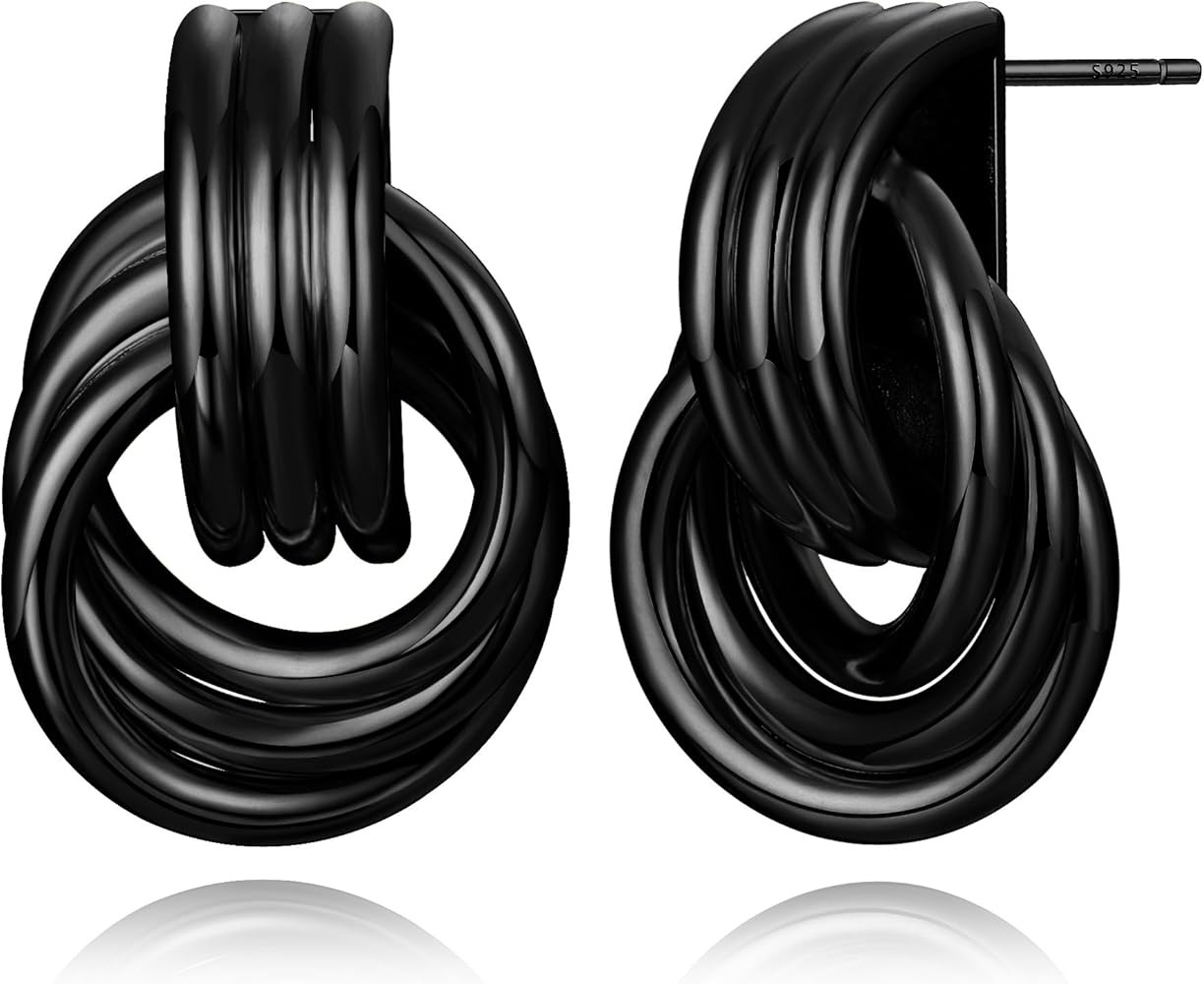 Gold Statement Earrings for Women Silver Knot Earring Gold and Silver Earrings Chunky Square Hear... | Amazon (US)