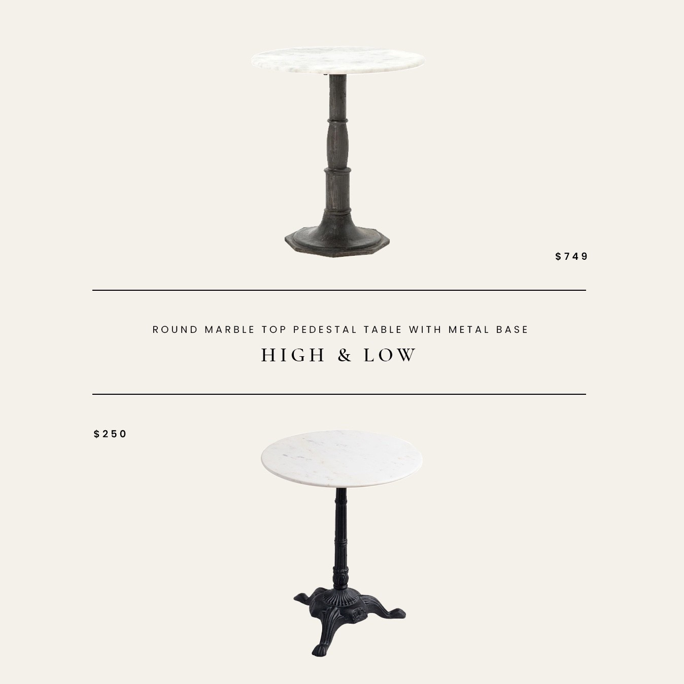 High / Low : Round Marble Top Pedestal Bistro Side Table with Metal Base

#LTKHome