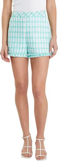 Check Bouclé Fringe Shorts | Nordstrom