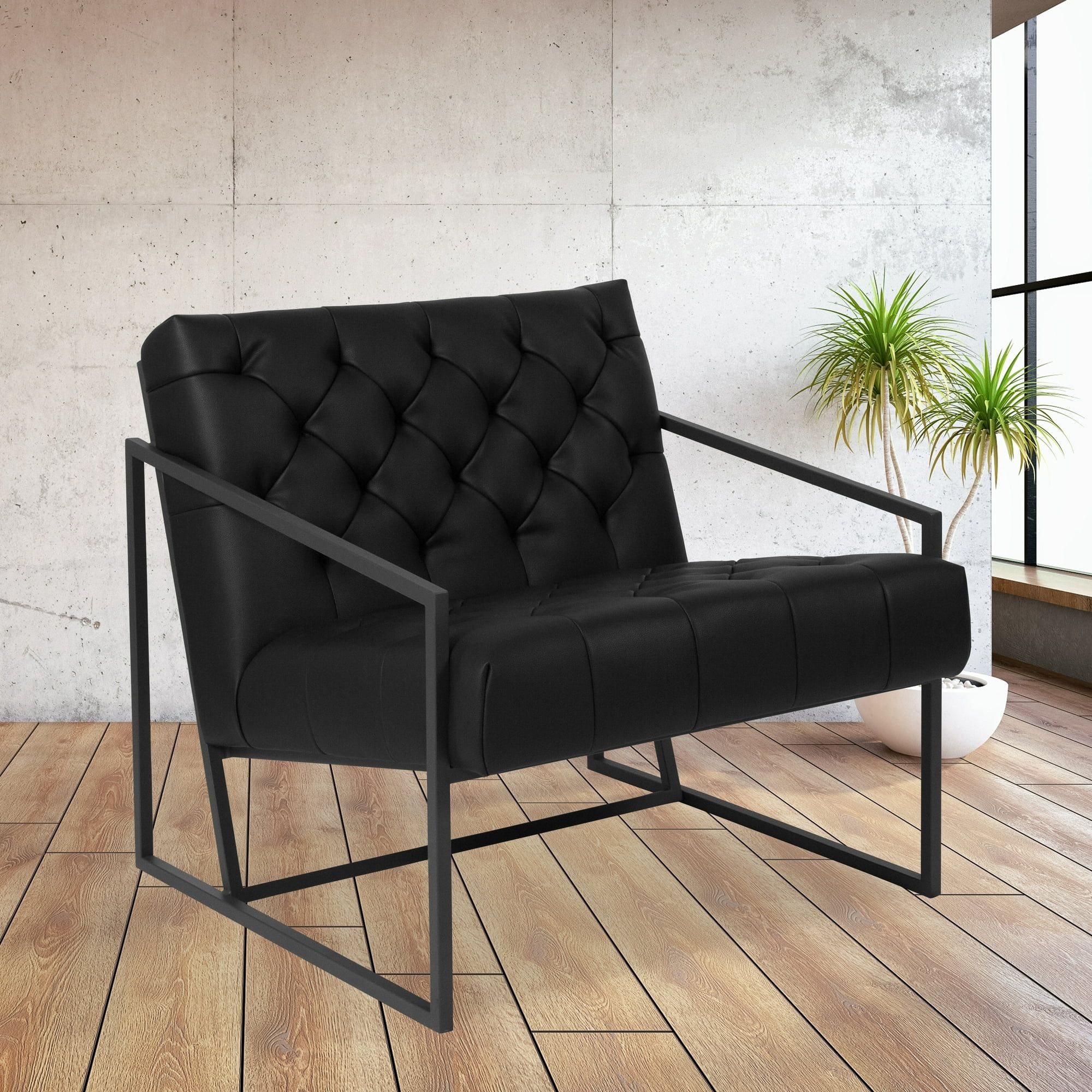 Flash Furniture HERCULES Madison Series Black LeatherSoft Tufted Lounge Chair | Walmart (US)