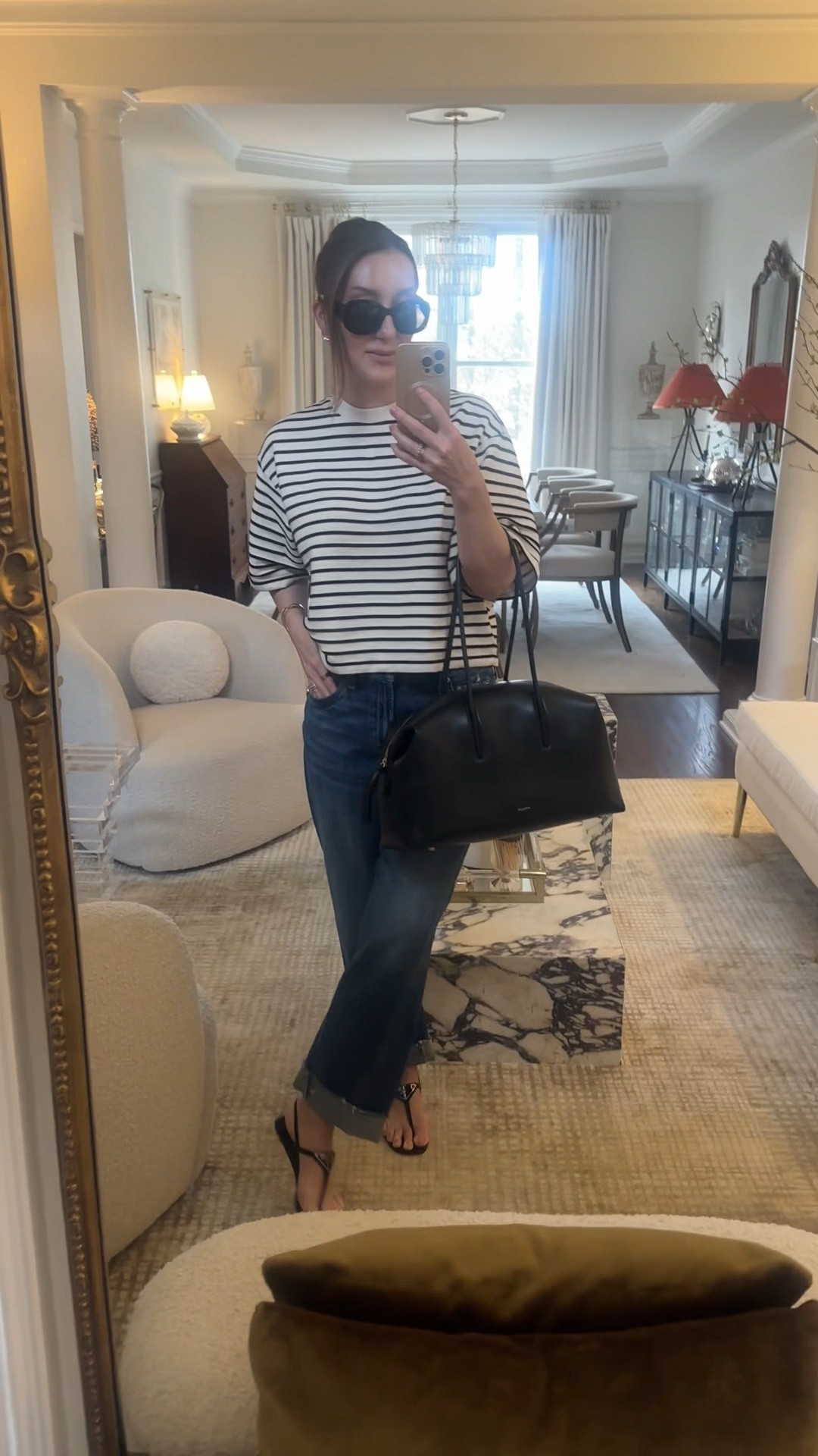 Stripes, relaxed boyfriend denim, and the IT bag for spring 💫
Top medium
Jeans tts , oversized fit 

#LTKOver40 #LTKootd
