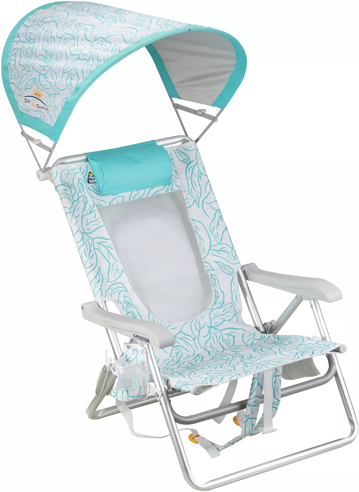 GCI Outdoor SunShade Backpack Beach Chair, Teal Palm Leaves | DICK'S Sporting Goods