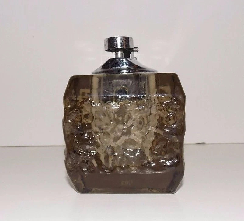 Mid Century Modern Table Lighter Gray Smoky Quartz KOEI UNICON Ice Cube Glass | eBay US