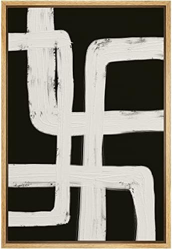 SIGNWIN Framed Canvas Print Wall Art Black Gray Geometric Loop Pattern Abstract Shapes Illustrati... | Amazon (US)