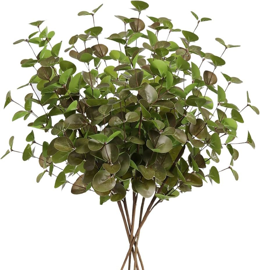 Beferr 5Pcs Faux Eucalyptus Stems Tall 24" Real Touch Artificial Eucalyptus Plants Fake Greenery ... | Amazon (US)