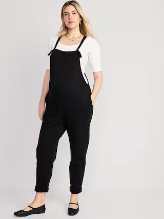 Maternity Knotted-Strap Fleece Overalls | Old Navy (US)