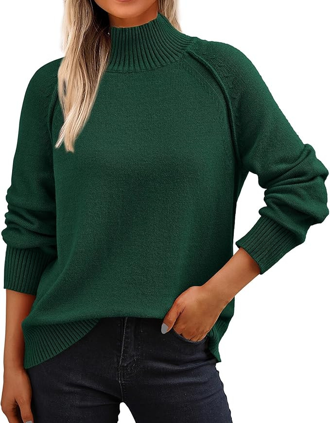 KIRUNDO Womens Fall Winter Sweaters 2024 Trendy Turtleneck Long Sleeve Ribbed Knit Chunky Casual ... | Amazon (US)