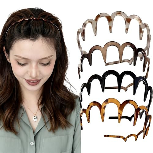 OGDE 4Pcs Plastic Headbands for Women, Non-Slip Zig Zag Headband with Teeth, High Cranium U-Shape Wavy Hair Comb, Retro 90s Korean Women's Fashion Headbands, Cute Gifts for Teen Girls | Amazon (US)