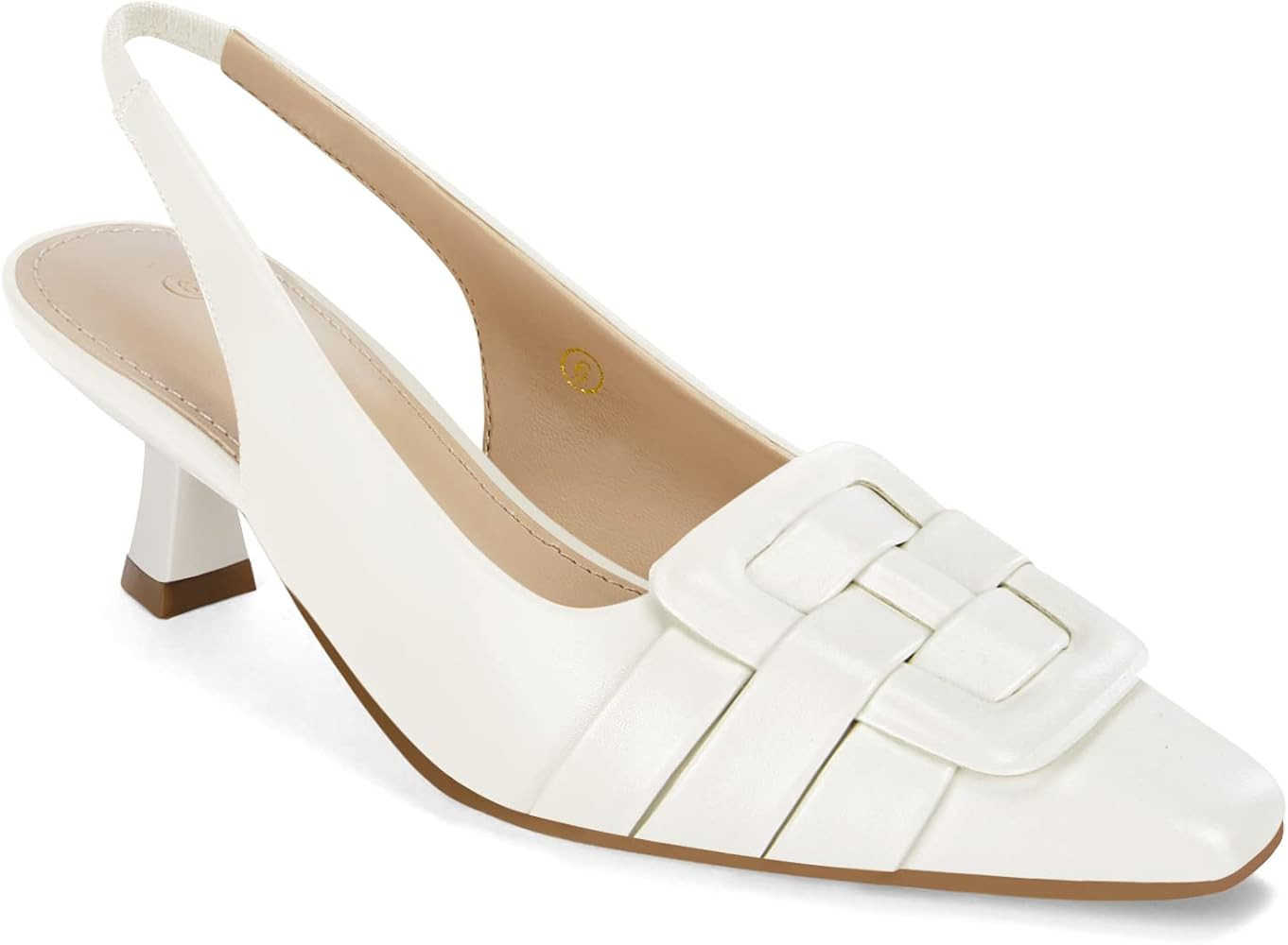 Womens Slingback Heels Low Kitten Heel Closed Toe Dress Shoes Sexy Elegant Wedding Office Pumps | Amazon (US)